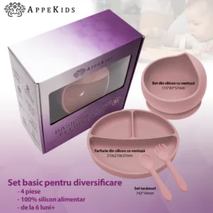 Set diversificare AppeKids din silicon Basic Old Rose