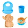 Set diversificare pentru copii Oaki castron si farfurie elefant din bambus cu lingurita