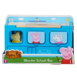 Set figurina cu autobuz scolar din lemn