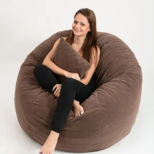 Set fotoliu puf king size perna decorativa brown muffin umplut cu fulgi de burete memory mix