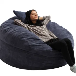 Set fotoliu puf king size xl perna decorativa dusty blue umplut cu fulgi de burete memory mix