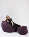 Set fotoliu puf matusalem si otoman fancy purple umplut cu fulgi de burete memory mix