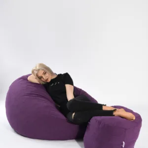 Set fotoliu puf matusalem si otoman mulberry umplut cu fulgi de burete memory mix