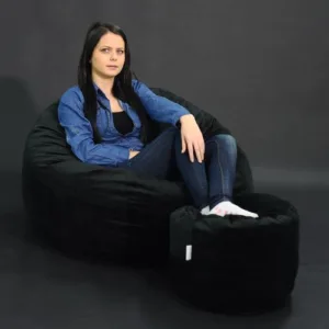 Set fotoliu puf pentru copii 5-16 ani matusalem otoman back velvet umplut cu fulgi de burete memory mix