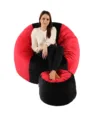 Set fotoliu puf pentru copii 5-16 ani matusalem otoman red  black umplut cu fulgi de burete memory mix