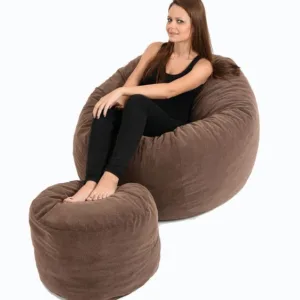 Set fotoliu puf pentru copii 5-16 ani matusalemotoman brown muffin umplut cu fulgi de burete memory mix