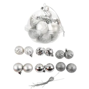 Set globuri argintii de Craciun