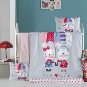 Set lenjerie 6 piese Bumbac Ranforce Love Rain 120x60 cm