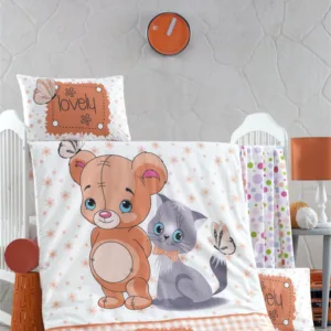 Set lenjerie 6 piese Bumbac Ranforce Mouse and Cat 120x60 cm