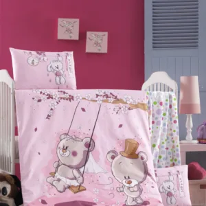 Set lenjerie 6 piese Bumbac Ranforce Pink Dream 120x60 cm