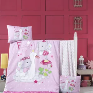 Set lenjerie 6 piese Bumbac Ranforce White Swan 120x60 cm