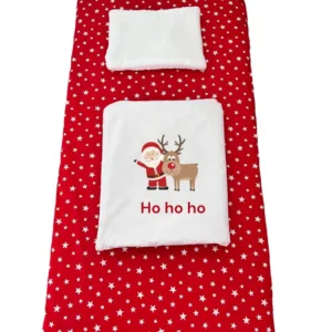 Set lenjerie Deseda pentru pat copii 3 piese pentru Sarbatori Mos Craciun cu ren 120x60 cm