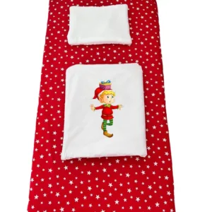 Set lenjerie Deseda pentru pat copii 3 piese pentru Sarbatori spiridusul lui Mos Craciun 140x70 cm
