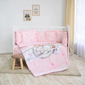 Set lenjerie bumbac 5 piese Lorelli Lili 60 x 120 cm Butterflies Pink