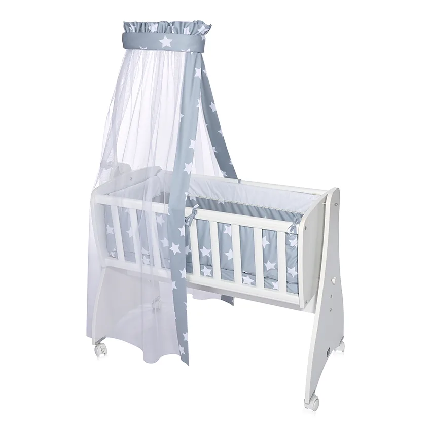 Set lenjerie cu 7 piese pentru pat balansoar First Dreams Blue Grey Mist Stars