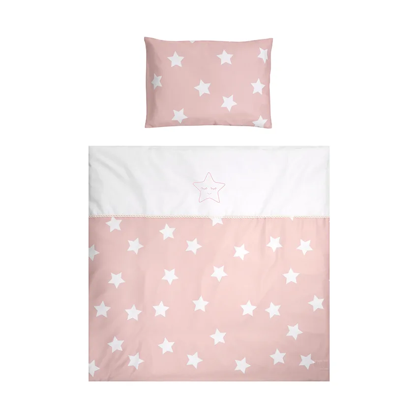 Set lenjerie cu 7 piese pentru pat balansoar First Dreams Pale Blush Stars