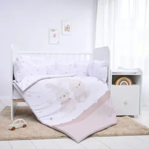 Set lenjerie de pat 5 piese Lorelli Trend Ranforce 2025 Honey Bunny Beige