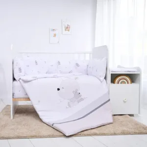 Set lenjerie de pat 5 piese Lorelli Trend Ranforce 2025 ittle Rabbits Gray