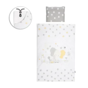 Set lenjerie de pat Lorelli Cosy 5 piese Elefant Gri cu Stelute