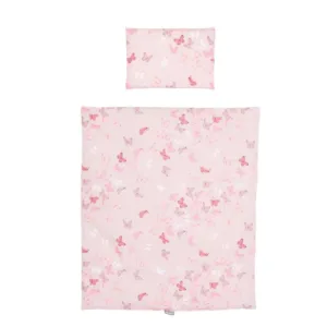 Set lenjerie de pat pentru tarc mic Chipolino Pink Butterflies