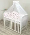 Set lenjerie din bumbac cu protectie laterala pentru pat bebe 120 x 60 cm Inimioare Amy