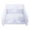 Set lenjerie din bumbac cu protectie laterala pentru pat bebelusi Bear Heart Grey 120x60 cm