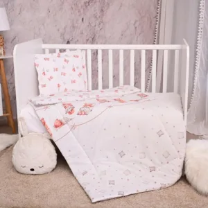 Set lenjerie pat 3 piese bumbac ranforce Cosy Bears  Piollws Beige