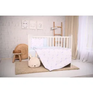 Set lenjerie pat 3 piese bumbac ranforce Cosy Moon  Stars Blue