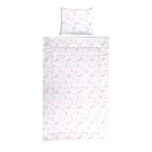 Set lenjerie pat 3 piese bumbac ranforce Cosy Moons  Stars Pink