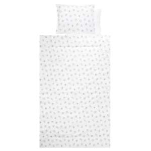 Set lenjerie pat 4 piese bumbac ranforce Abstract Leaves Grey Beige