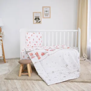 Set lenjerie pat 4 piese bumbac ranforce Bears  Pillows Beige