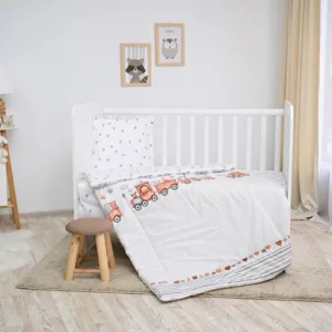 Set lenjerie pat 4 piese bumbac ranforce Train Grey