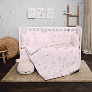Set lenjerie pat 7 piese Lily bumbac ranforce Beige Bunnies