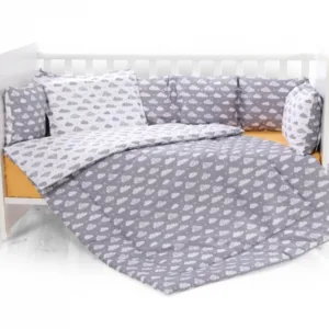 Set lenjerie pat 7 piese Lily bumbac ranforce Clouds Grey