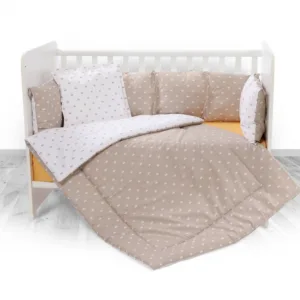 Set lenjerie pat 7 piese Lily bumbac ranforce Crowns Latte