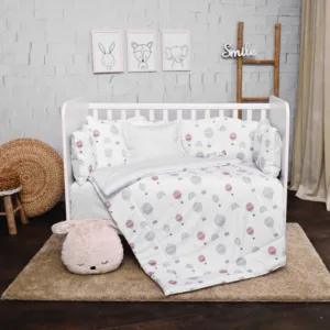 Set lenjerie pat 7 piese Lily bumbac ranforce Grey Baloons