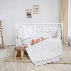 Set lenjerie pat 7 piese bumbac ranforce Lily Train Grey
