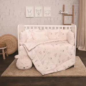 Set lenjerie pat 8 piese 70x140 cm bumbac ranforce Beige Bunnies