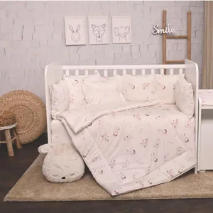 Set lenjerie pat 8 piese bumbac ranforce Trend Beige Bunnies