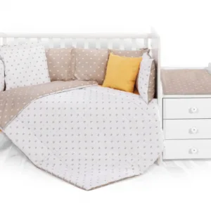 Set lenjerie pat 8 piese bumbac ranforce Trend Crowns Latte