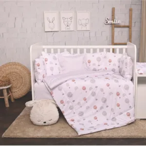 Set lenjerie pat 8 piese bumbac ranforce Trend Grey Baloons