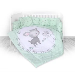 Set lenjerie pat 8 piese bumbac ranforce Trend Lamb Green