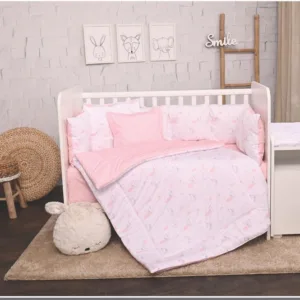 Set lenjerie pat 8 piese bumbac ranforce Trend Pink Moons  Stars