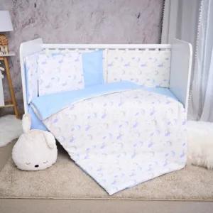 Set lenjerie pat Smile bumbac ranforce Blue Moons Stars 60 x 120 cm