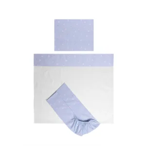 Set lenjerie patut 120x60 cm Tiny Dream 3 piese bumbac ranforce Train Blue