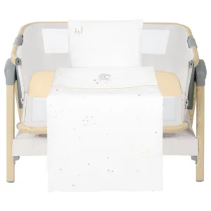 Set lenjerie pentru patut copii cu 5piese KikkaBoo Mini cot Sleepy Sheep compactibila cu saltea 80x50cm