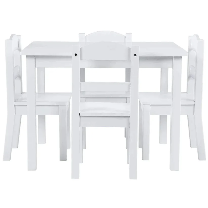 Set masuta cu 4 scaunele din lemn Ginger Home Alb