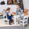 Set masuta cu 2 scaune pentru copii Suporto Alb Gri 3-6 ani