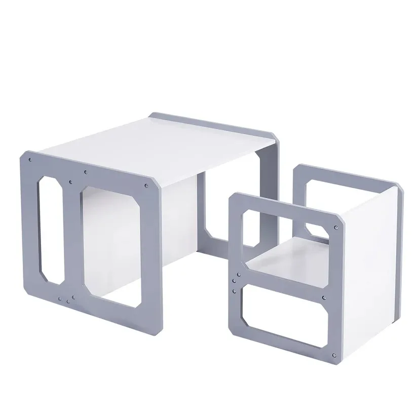 Set masuta cu scaunel tip Montessori bancuta 3in1 Ginger Home AlbGri transformabil