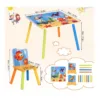 Set masuta si 2 scaunele cu spatar pentru copii Ginger Home Ocean Animals din lemn